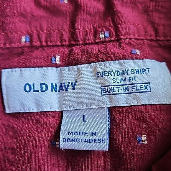 Old Navy Men's Slim Fit Red Everyday Shirt Long Sleeve Button Down Sz L‎ - Picture 7 of 10